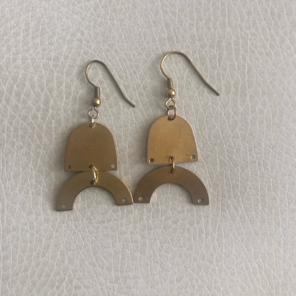 Brass half moon earrings